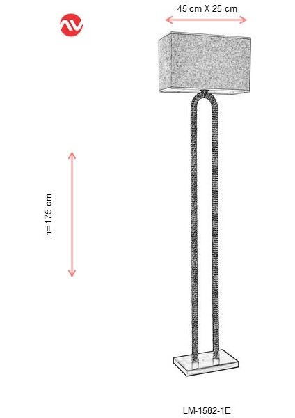 AVONNI LM-1582-1E Eskitme Kaplama Lambader E27 Metal Jüt Halat 45x25cm