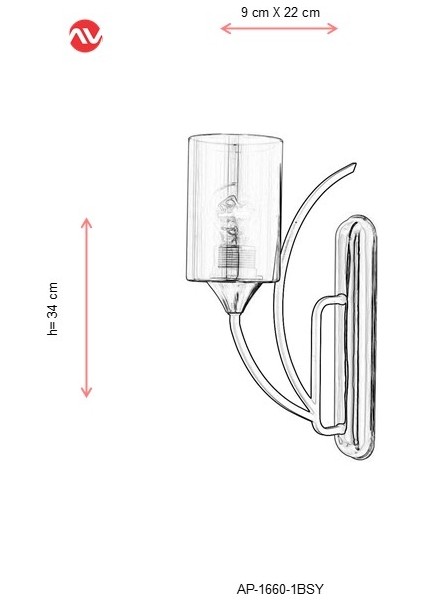 AP-1660-1BSY Siyah Boyalı Aplik E27 Metal Cam 9x22cm fiyatları