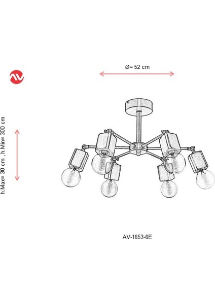 AV-1653-6E Eskitme Kaplama Modern Avize