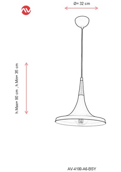 AV-4100-A6-BSY Siyah Boyalı Modern Avize E27 Metal Ahşap 32cm fiyatları
