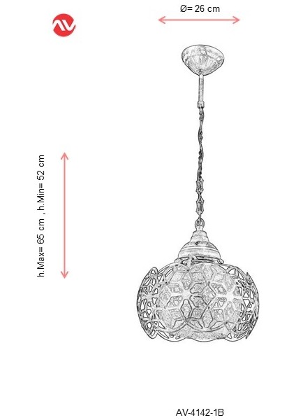 AV-4142-1B Krem Boyalı Modern Avize E27 Metal Cam 26cm fiyatları