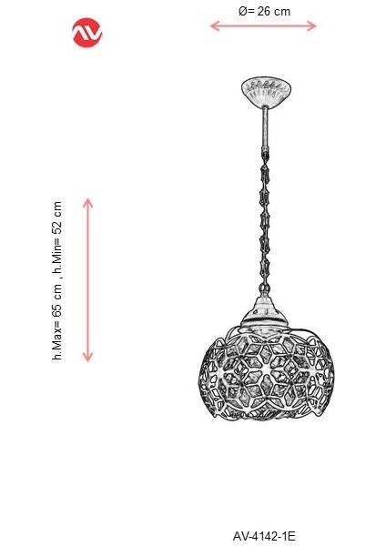 AV-4142-1E Eskitme Kaplama Modern Avize E27 Metal Cam 20cm