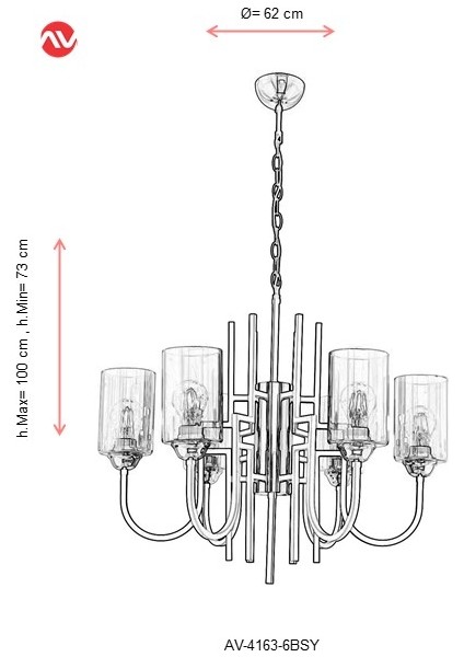 AV-4163-6BSY Siyah Boyalı Modern Avize E27 Metal Cam 62cm fiyatları