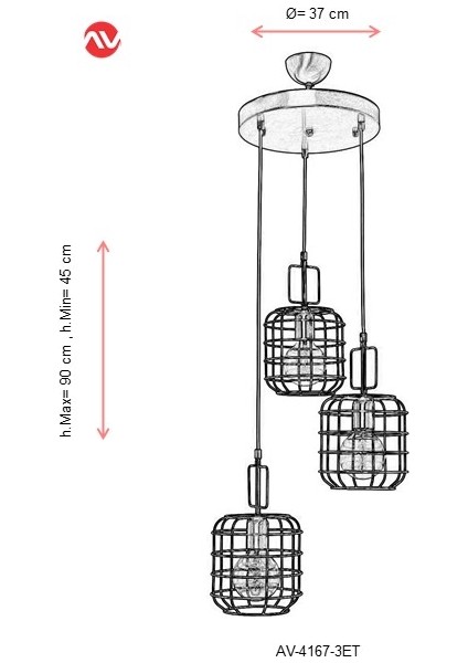AV-4167-3ET Eskitme Kaplama Modern Avize fiyatları