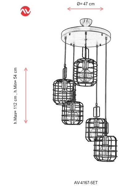 AV-4167-5ET Eskitme Kaplama Modern Avize fiyatları