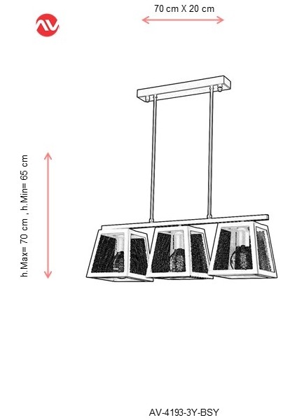 AV-4193-3Y-BSY Siyah Boyalı Modern Avize fiyatları