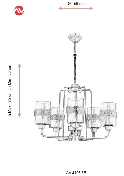AV-4196-5B Beyaz Boyalı Modern Avize E27 Metal Cam 56cm fiyatları