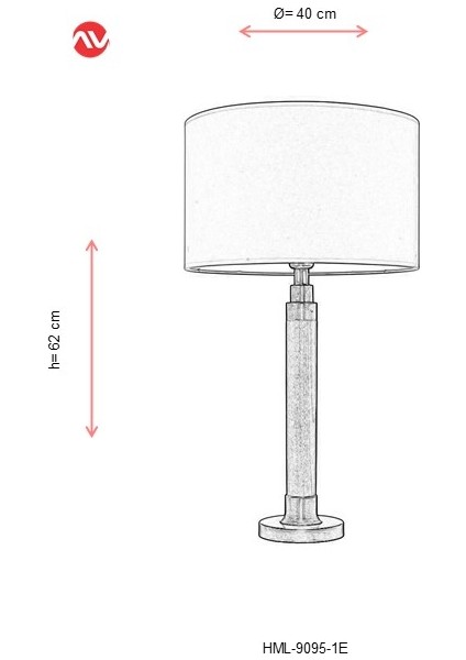 HML-9095-1E Eskitme Kaplama Masa Lambası E27 Metal Ahşap 40cm