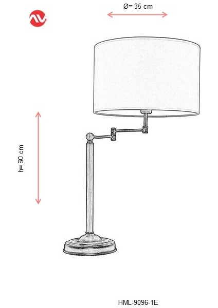 HML-9096-1E Eskitme Kaplama Masa Lambası E27 Metal 35cm fiyatları