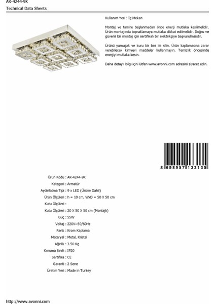 AR-60075-9K Krom Kaplama Armatür fiyatları