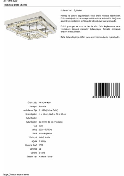 AR-60077-K50 Krom Kaplama Armatür fiyatları