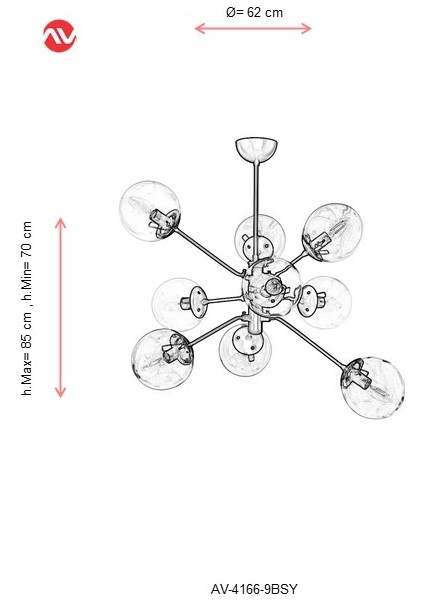 AV-4166-9BSY Siyah Boyalı Modern Avize fiyatları