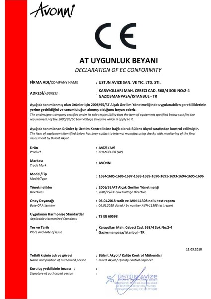 AV-60056-K50 Krom Kaplama Modern Avize E14 Metal 50cm