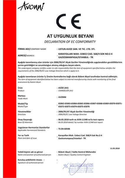 AV-65076-KRM Krem Boyalı Modern Avize E27 Metal Cam 20x20cm