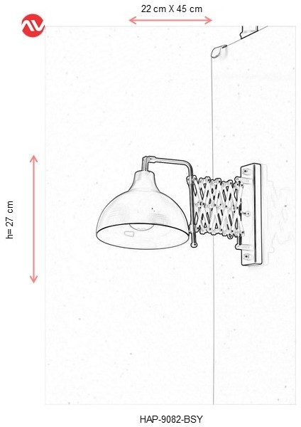 HAP-9082-BSY Siyah Boyalı Aplik E27 Metal 22x45cm modelleri