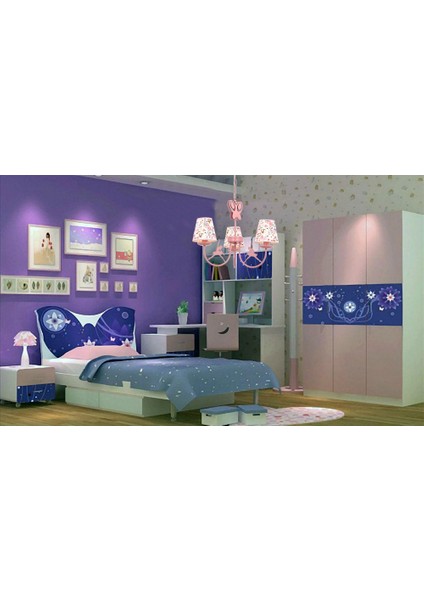 AV-1416-BALLERINA Pembe Boyalı Modern Avize E14 Metal Kumaş 52cm