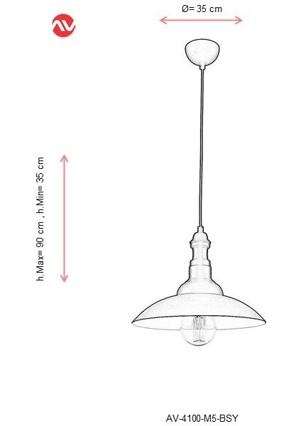 AV-4100-M5-BSY Siyah Boyalı Modern Avize E27 Metal 35cm modelleri