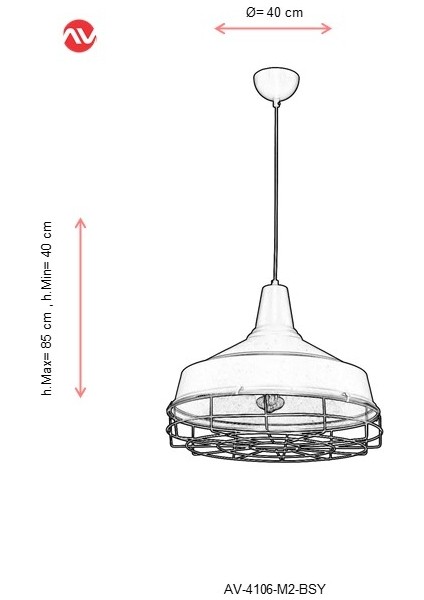 AV-4106-M2-BSY Siyah Boyalı Modern Avize E27 Metal 40cm fiyatları