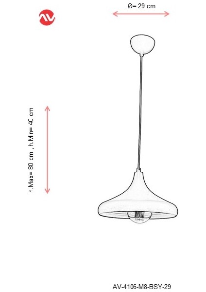 AV-4106-M8-BSY-29 Siyah Boyalı Modern Avize E27 Metal 29cm