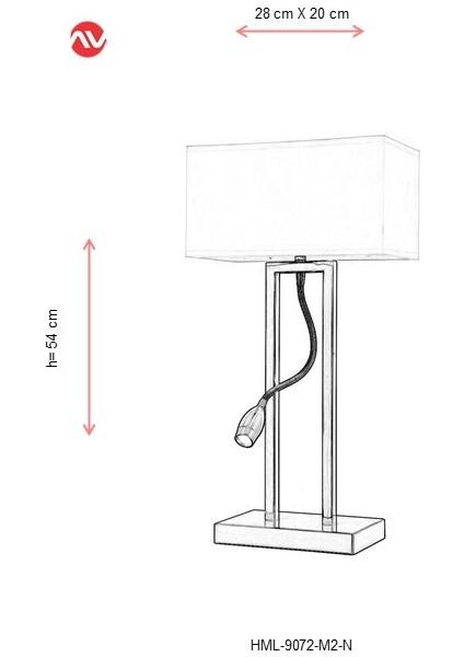 HML-9072-M2-N Nikel Kaplama Masa Lambası E27 Metal 28x20cm