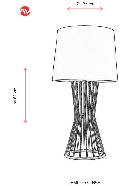 HML-9073-1BSA Sarı Boyalı Masa Lambası E27 Metal 35cm