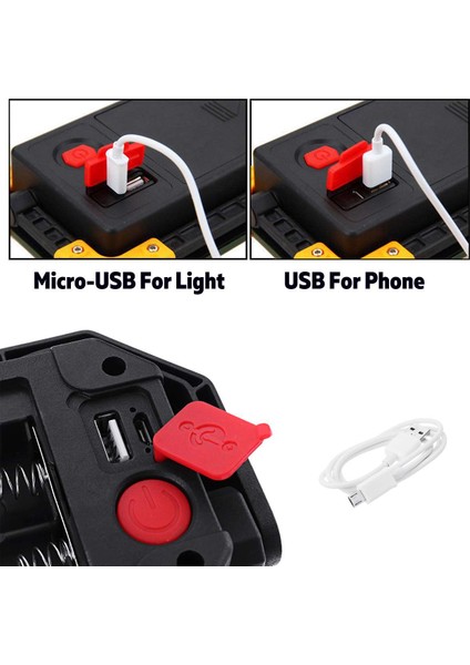 Çok Amaçlı 30W 2000LM Cob Led Projektör USB Şarj Edilebilir Işıldak / Reflektör / PowerBank