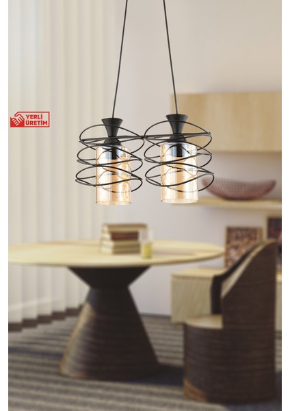 Fiber 2.Li Siyah Avize