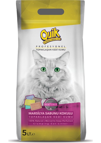 Bentonit İnce Marsilya Sabunlu Topaklanan Kedi Kumu 5 Lt x 4 ADET