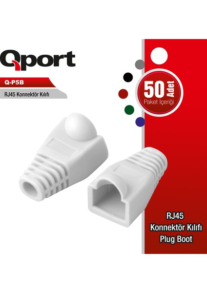 QPort Q-P5B RJ45 Konnektör Kılıfı 50'li Paket RJ45 Kılıf