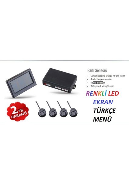 AutoWare Renkli Lcd Ekranlı Türkçe Sesli Ve Bipli Park Sensörü