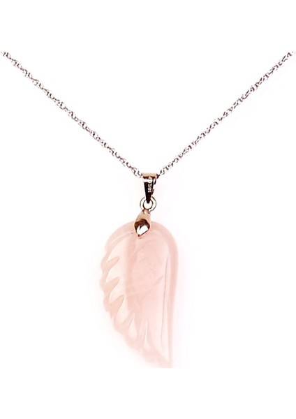 Pembe Kuvars Taşı Kanat Kolye