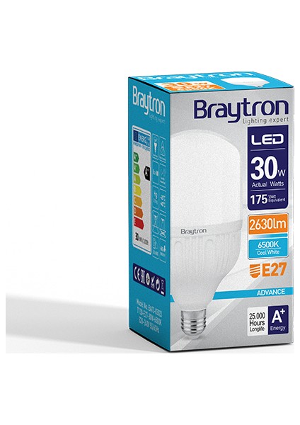 Led Ampül Normal Ampul Tipi E27 30W 6500K Beyaz Işık Braytron