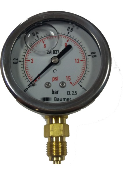 - 63Mm 10 Bar Gliserinli Manometre Alttan Bağlantılı