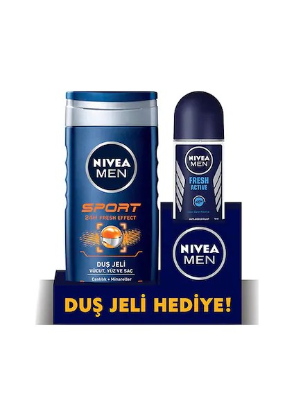 Men Deo Roll-On 50 ml Fresh Active + Duş Jeli 250 ml