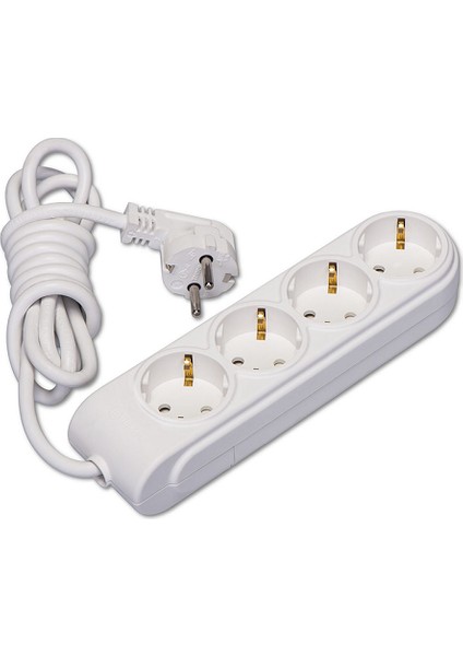 Dörtlü Topraklı Grup Priz Yeni Nesil Uzatma Kablosu 5 Metre