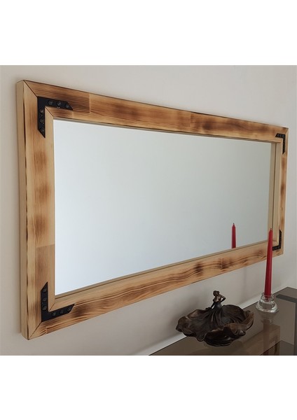NEOSTİLL -Doğal Ahşap Dekoratif Salon Duvar Ayna 110x50 Eskitme