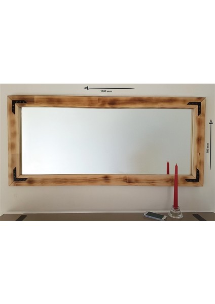 NEOSTİLL -Doğal Ahşap Dekoratif Salon Duvar Ayna 110x50 Eskitme modelleri