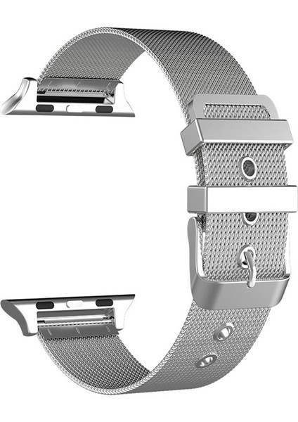 Apple Watch Uyumlu İçin 42-44 mm Gümüş Metal Hasır Kordon