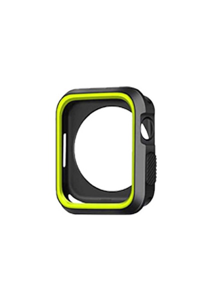 Apple Watch Uyumlu Seri 1/2/3 İçin 38 mm Siyah Sarı İki Renkli Silikon TPU Kılıf