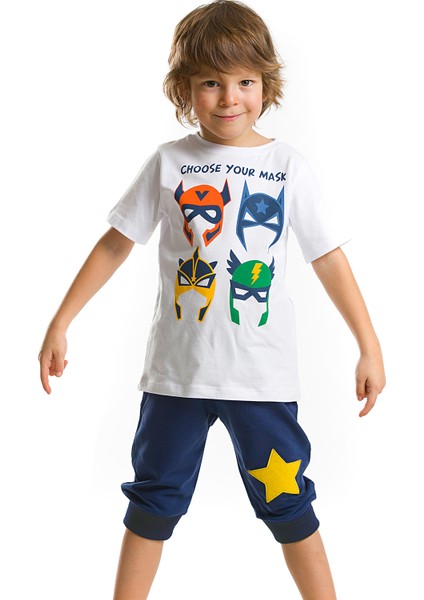 Maske Çetesi Erkek Çocuk T-shirt Kapri Şort Takım