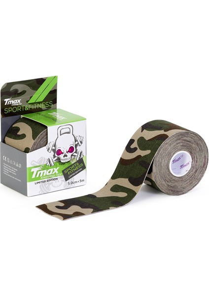 Tape Kinesio Acı bandı Kamuflaj Yeşili 5 Metre X 5 Cm