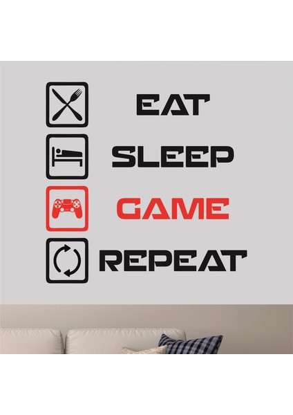 Sticker Master Oyuncu Eat,Sleep,Game Duvar Çocuk Odası Sticker Oto Motor Pc Etiket