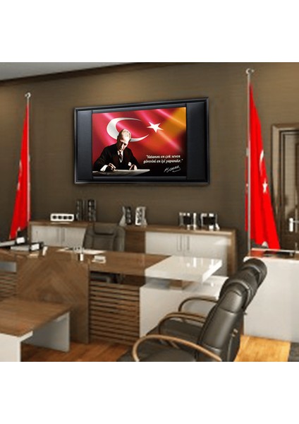 Siyah Çerçeveli Makam Odası 3 Kanvas Tablo
