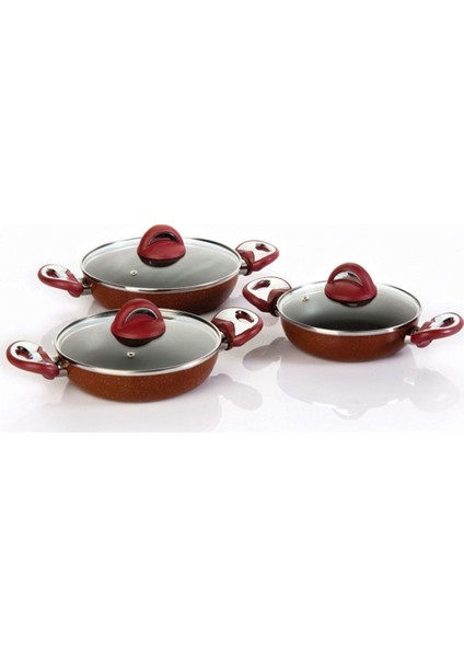 Granit Plus 3 Lü Omlet Set - Kırçıllı BORDO - TT 1103