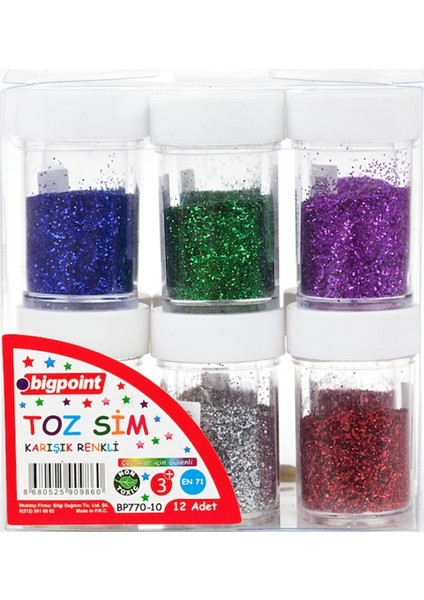 Toz Sim Karışık Renkli 8 Gram 12'Li Set