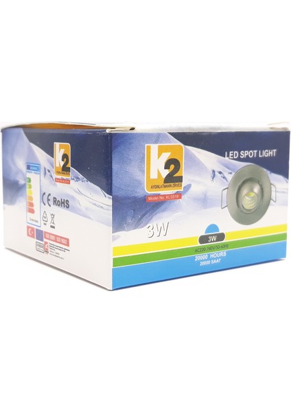 K2 3W Yıldız Led Spot Beyaz Kls519