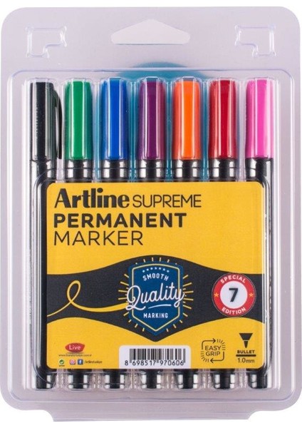 Artline Permanent Marker Supreme 7 Renk Set