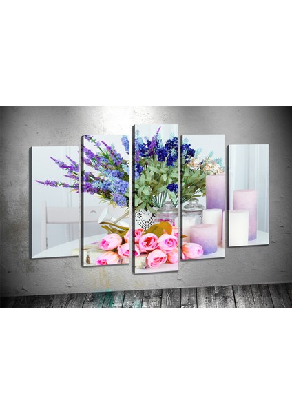 Tablocenter 5 Parçalı Çiçek Kanvas Tablo 60 x 100 cm