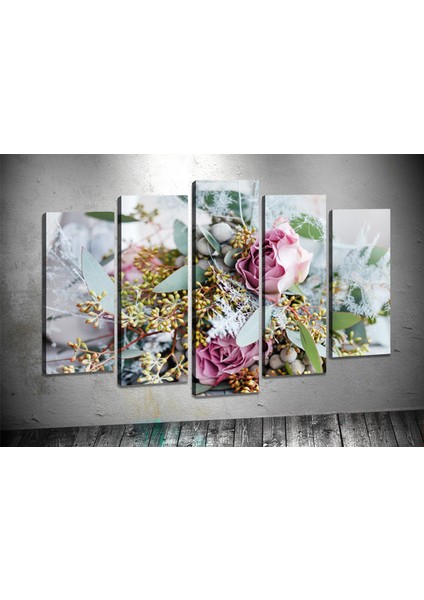 Tablocenter 5 Parçalı Çiçek Kanvas Tablo 60 x 100 cm