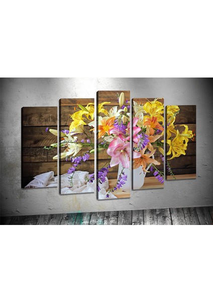 Tablocenter 5 Parçalı Çiçek Kanvas Tablo 60 x 100 cm